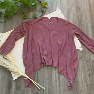 Garnett Hill V-Neck Cashmere Caped Sweater In Mauve